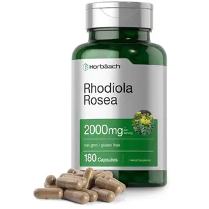 Horbäach Rhodiola Rosea Capsules 2000mg | 180 Count | Non-GMO, Gluten Free Supplement