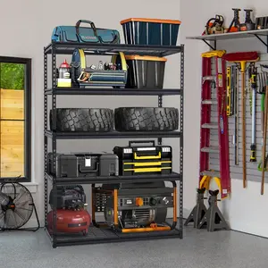 Heavy Duty 5-Tier Garage Shelving Rack – Industrial Metal Storage Shelf – Adjustable, 2500 lbs Capacity, Steel Wire, Utility for Garage, Basement, Warehouse