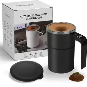 Electric Self-stirring Coffee Mug Magnetic Stirring Cup Rechargeable Automatic Mixing Cup w/LCD Thermometer for Milk/Cocoa at Office/Kitchen/Travel