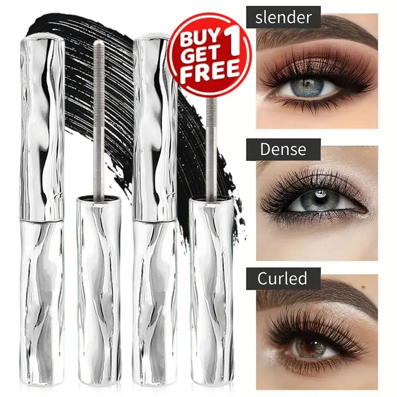 Buy One Get One Waterproof Quick-Dry Curling Volumizing Mascara, Upgrade 3D Metal Rod Wand Volume Mascara, Long-Lasting Longwear, Smudge-Proof, All Day Wear