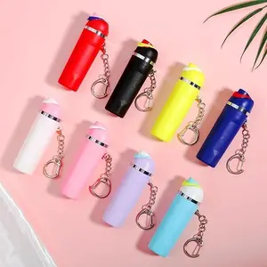 Pack Of 8 Mini Trendy Bottle Keychain Accessories Compatible with Water Cute Tumbler Cup Chapstick Lip Balm Holder Charms