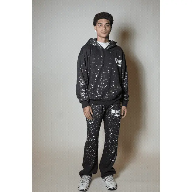 Twinkle Iron/Clear Rhinestone Hoodie Relaxed Track Set