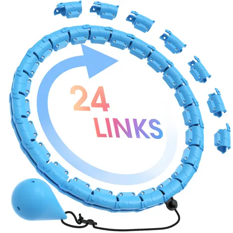 JKSHMYT Weighted Hula Circle - Durable ABS Plastic Home Gym Equipment, 47 in Plus Size Detachable Fitness Hoop, 24 Links with 0.7 lb Gravity Ball, Portable Option for Beginners