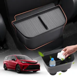 Canvcle 2025 Upgraded Sienna Trash Can for 2024 Toyota Sienna,Waterproof Car Trash Bin&Organizer for Sienna with Lid,Garbage Can Garbage Bin Cup Holder for 2021-2025 Sienna Accessories