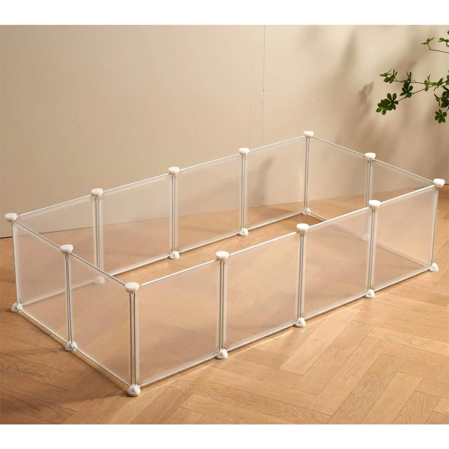Transparent Clear Small  Playpen, Guinea Pig Cages, Puppy  Playpen, Pet Playpen,  Bunny Indoor Fence Pen Enclosure, White Clear Plastic Playpen,12X12 Inch, 12Panels
