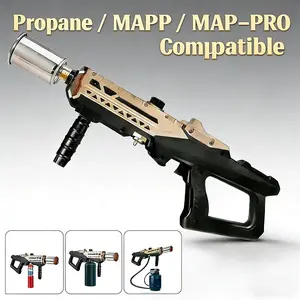 Powerful grill torch gun with adjustable propane flame, cooking torch for grilling and searing, perfect for chefs, outdoor enthusiasts, and home use (tank not included). Multifunctional nozzle bakeware charcoal set.