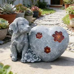 Garden Stone in The Shape of a Heart for Remembering Your Pet Dog, Featuring Wings, Serves As an Outdoor Memorial Headstone to Honor The Loss of Your Dog, Memorial Gift