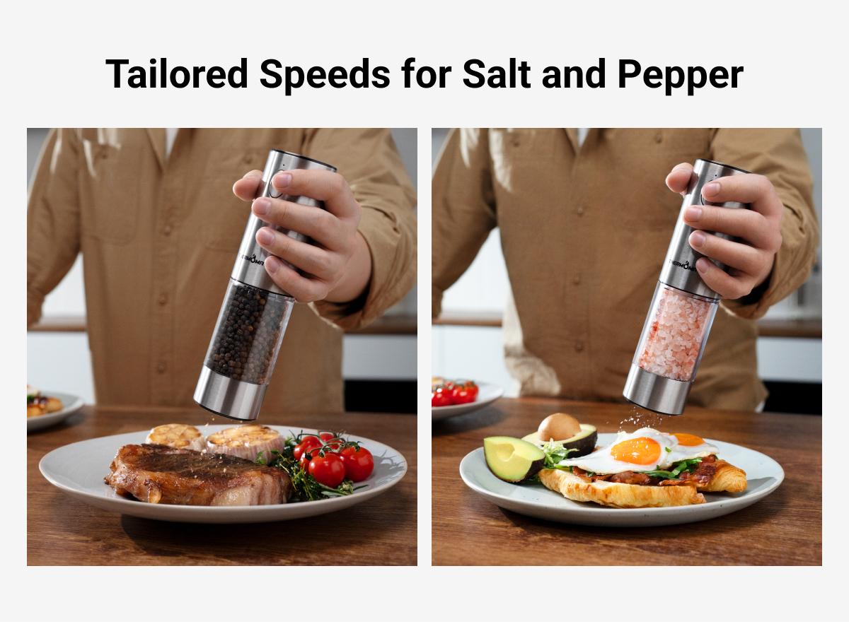 [Large Capacity and LED Light] Electric Salt and Pepper Grinder Set, 3.2oz Larger Rechargeable Automatic with 6 Adjustable Coarseness, Ground Cannon Shaker Peppermill, Black Friday and Christmas Gift