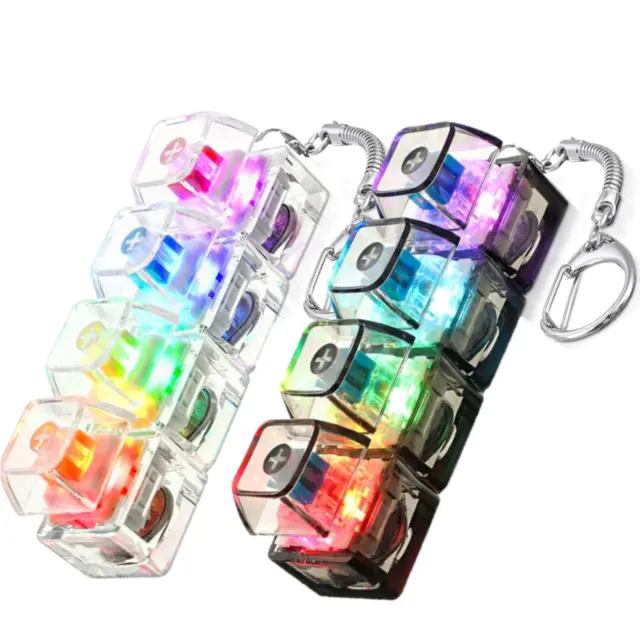 4-in-1 Fidget Set - Mechanical Keyboard Clicker Buttons Toy, LED Light Keychain Cube, Anxiety ADHD Fidgets for Stress Relief, Office/Home Sensory Product, Perfect Gift for Grown Ups