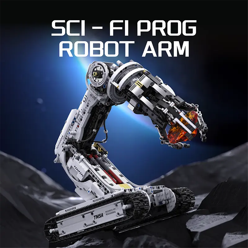 Sci-Fi Look Programmable Robot Arm Technic Building Block Set - Do It Yourself Model Building Kit, Adult Assembly Kit, STEM Learning Toy with Track Mobility, All Ages Educational Holiday Gift