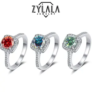 [261] 1.0/2.0ct Synthetic Moissanite Ring Luxury 4-Prong Setting 925 Sterling Silver Promise Ring Engagement Wedding Jewelry For Bride Noble Chrismas Gift