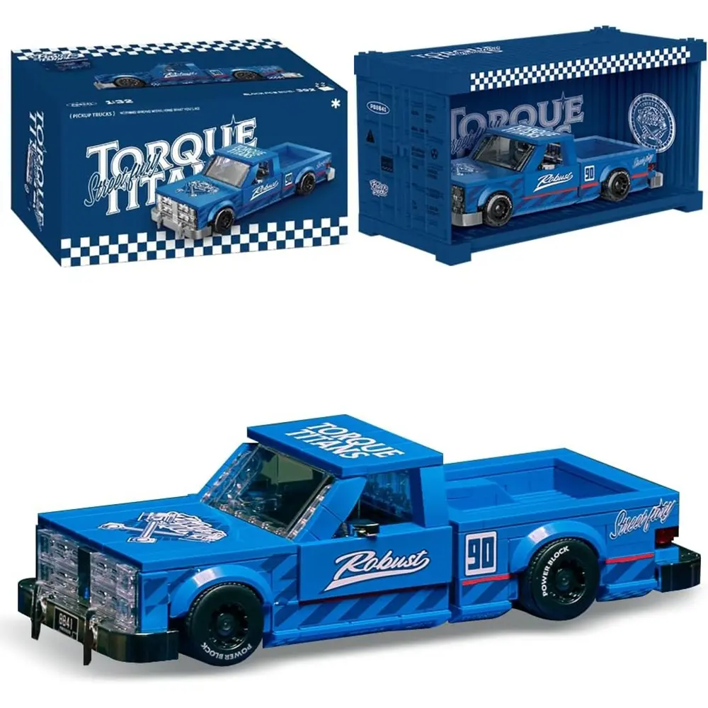 Vintage Blue Pickup Truck Building Set, 1:32 Scale Model Car with Storage Box, 392 Pieces, Perfect Gift for Car Enthusiasts, Building Block Sets, Miniature Set