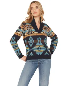 Shyanne Women's Southwestern Print Knit Sweater - Swfa25sw9-Ind