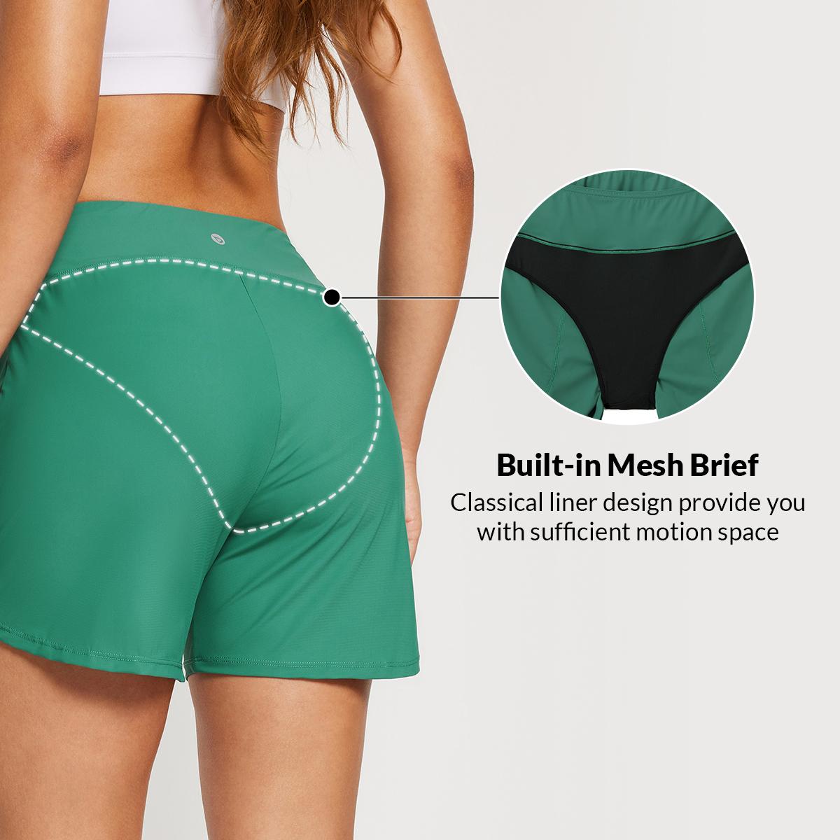 baleaf Women's 3''/5"/7''/9'' High Waisted Lightweight Board Shorts Swim/Running/Workout Quick Dry with Pockets Tankini Bottoms Bathing Suits Plus Size Bermuda Shorts