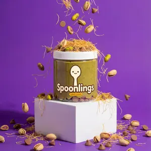 Spoonlings Viral Dubai Chocolate Pistachio & Tahini Dip - Buttery Kataifi Crunch, 8 oz, 16-32 Servings, 110 Calories, 2g Protein, 6g Sugar, 9g Carbs, Real Roasted Pistachios, Organic Tahini, Milk Chocolate