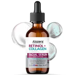 Alozera Retinol Collagen Serum for Face with Plant Stem Cells & Peptides – Anti Aging Facial Serum for Fine Lines & Wrinkles, Firming & Smoothing Skin, Fast Absorbing Day & Night Serum
