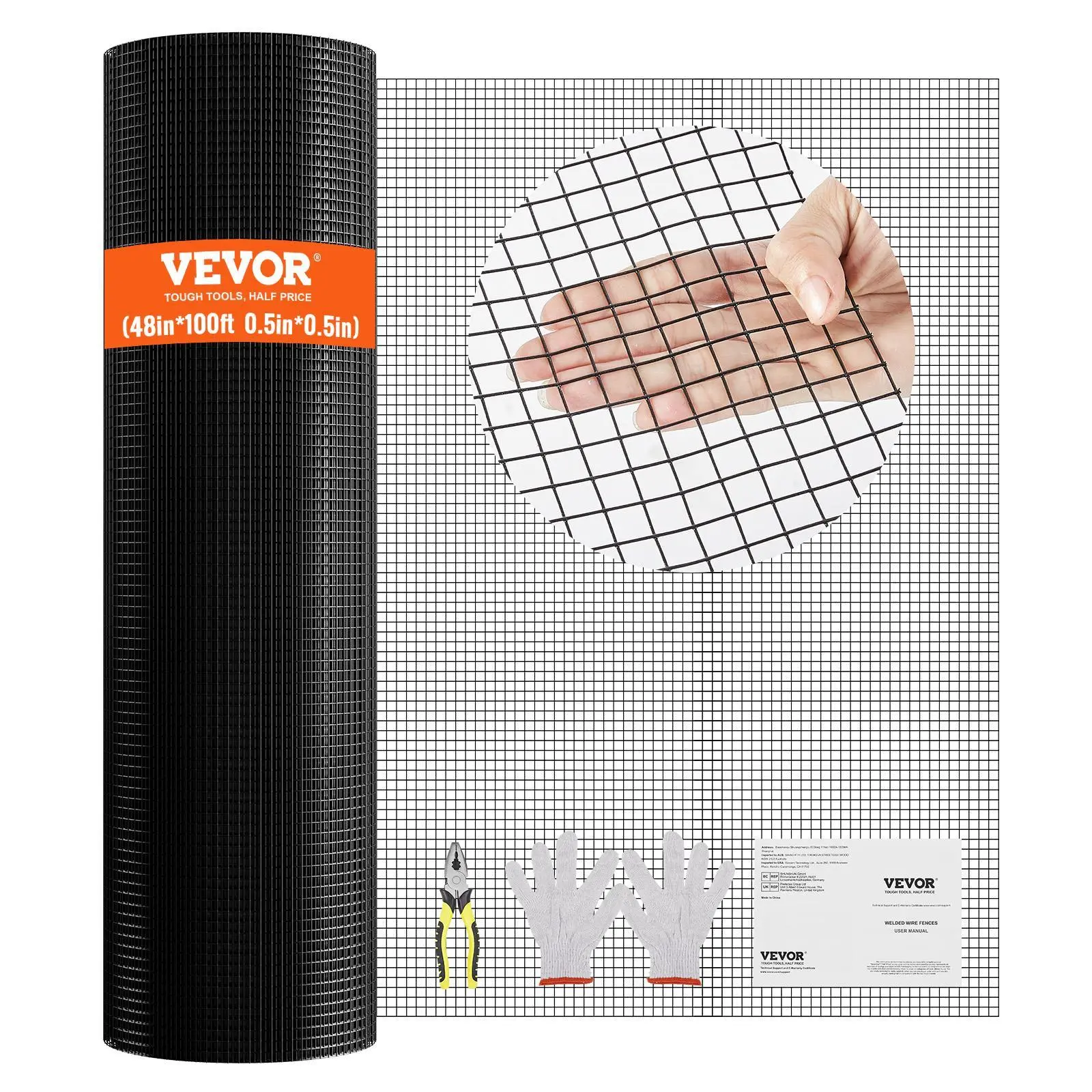 【SummerFinds】VEVOR Hardware Cloth,  48'' x 100' Galvanized Wire Mesh Roll, 19 Gauge Chicken Wire Fence Roll, Vinyl Coating Metal Wire Mesh for Chicken Coop Barrier, Rabbit Snake Fences, Poultry Enclosures