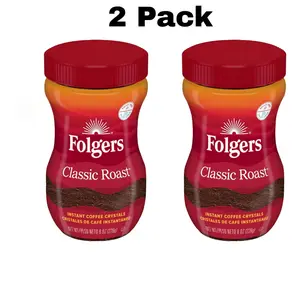 Folgers Classic Roast Instant Coffee, 8-Ounce Jar 2 Pack