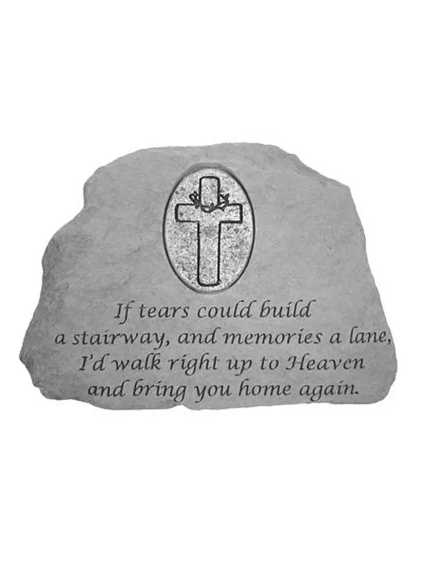 9455 Handcrafted Cast Stone Memorial Plaque, 6.5x4.5" Personalized Gifts with Oval Cross Insert (Home Decor, Home Supplies)