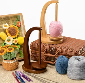 Yarn Holder for Crocheting and Knitting,Wooden Yarn Spinner,Yarn Ball Holder with Magnetic Metal Twirling Mechanism,Crochet Yarn Holder for Knitting Crocheting DIY Crafts Gifts