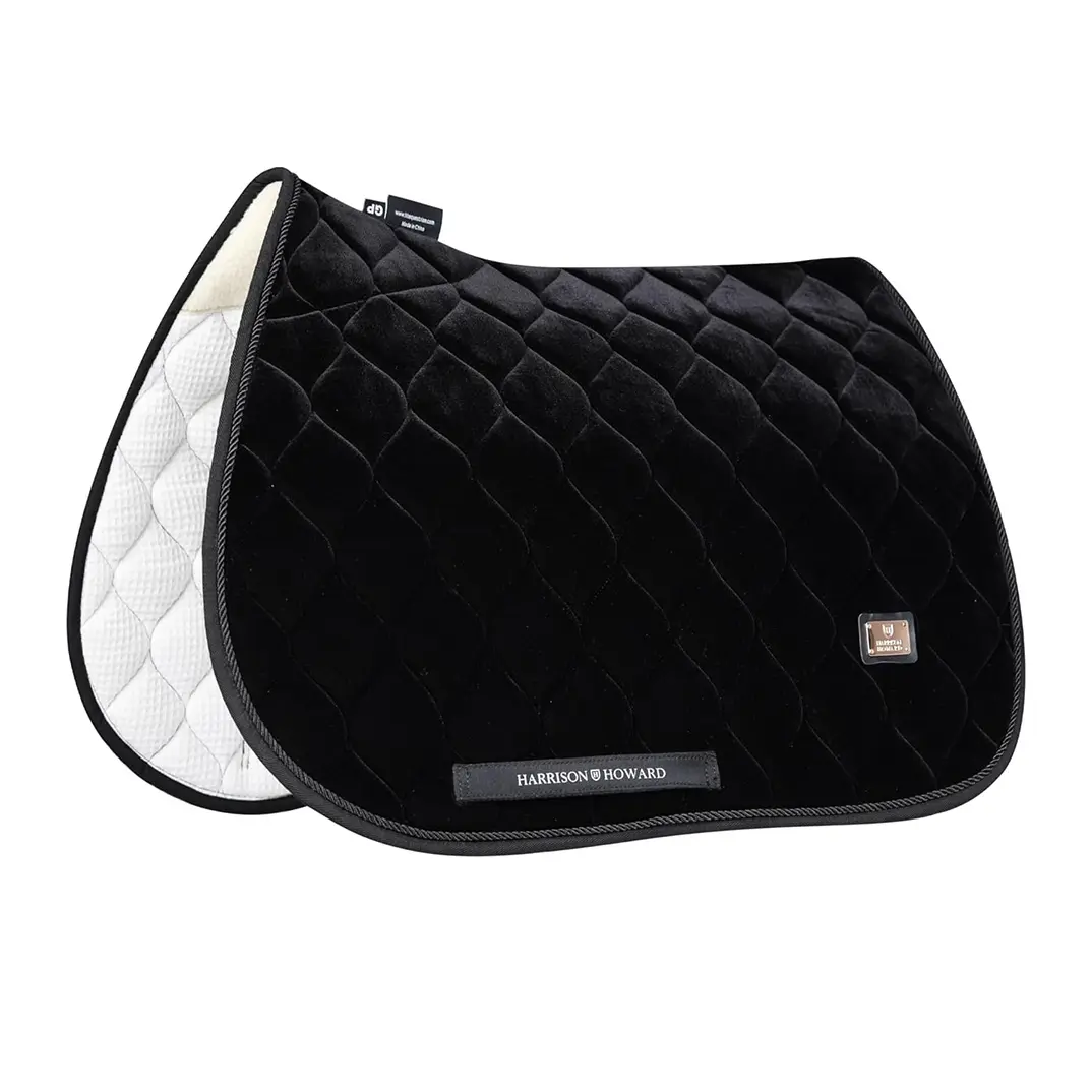 Harrison Howard English All-Purpose Equine Saddle Pad, Quilted Plush Velvet with Shock Absorbing Cushion and Breathable Back Protection, Horse Supplies, Riding Gear