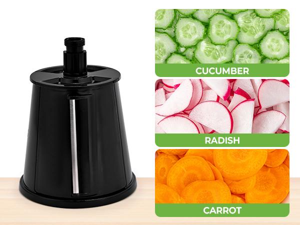 SUSTEAS New Rotary Food Cheese Grater with 6 Replaceable 18/10 Stainless Steel Blades Strong Suction Base Kitchen Utensils Vegetable Slicer For Ice Powerful Cutter