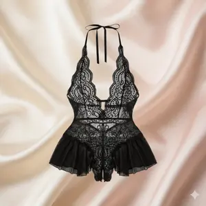 Sexy Stretchy Lingerie for Women floral Lace Bodysuit One Piece Teddy Mini Babydoll Mesh Sleepwear V Neck Chemise Nightgownsl minimalist style basic womenswear nightwear date wear daily comfort backless