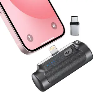 6500mAh Mini Compact Power Bank - Portable Phone Charger for iPhone and Android in Black,  Emergency Preparedness, Wireless Battery Pack Usb Battery Operated Rechargeable Battery Life Charging