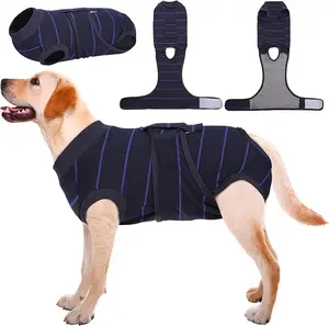 Kuoser Dog Surgery Recovery Suit, Soft Breathable Dog Recovery Suit for Female Spay Male Nueuter, Anti Licking Puppy Onesie Pet Surgical Suit for Dogs Abdominal Wounds Skin Disease, Strips