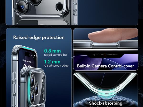 for iPhone 17 Pro Max/Pro/Air Case, Camera Control, Compatible with MagSafe, Shockproof Military-Grade Protection, Magnetic Phone Case for Phone 2025, Classic Hybrid Case (HaloLock)