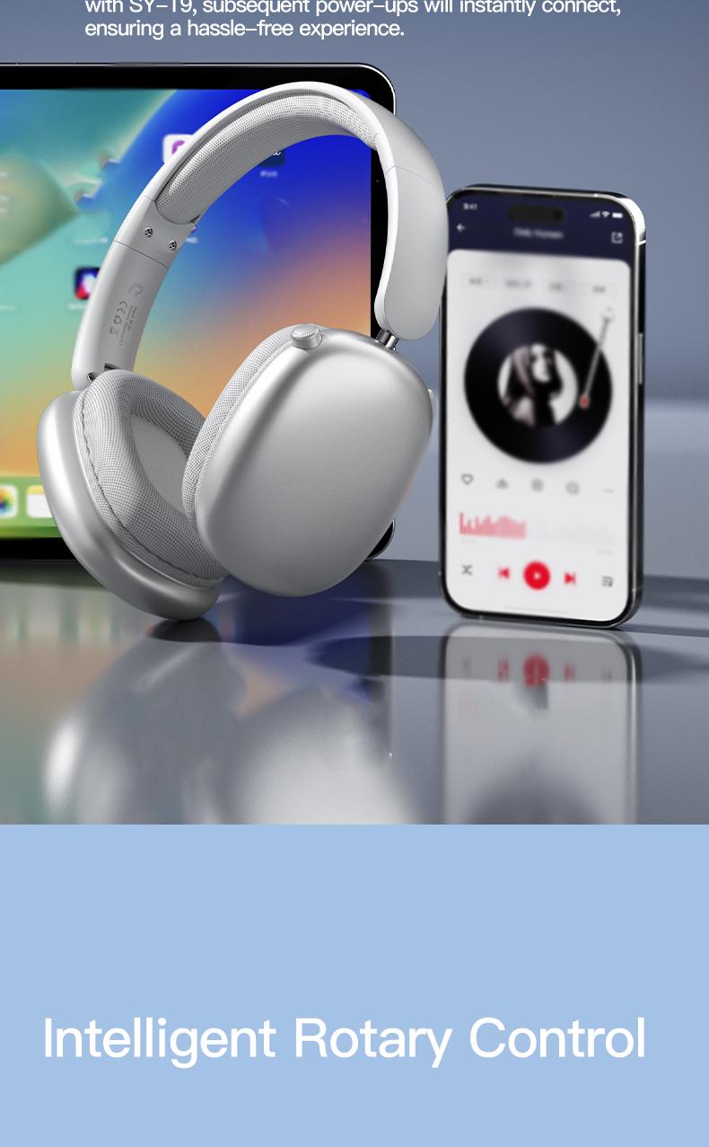 Wireless Bluetooth Headphones, Over-Ear, Deep Base, Foldable, Mic for iOS/PC Headphones Android Memory Headset, Travel Headphones, Perfect Gift for Men Women, Deep Blue