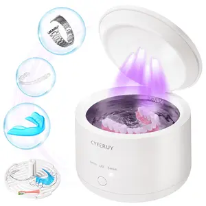 Ultrasonic Cleaner - 24W 45kHz Retainer Cleaner Machine Dental Cleaning Pod for Dentures, Mouth Guard, Night Guard, Toothbrush Heads, Jewelry with 3 Modes & 160ML Capacity Home Bathroom Sterilizer Wireless