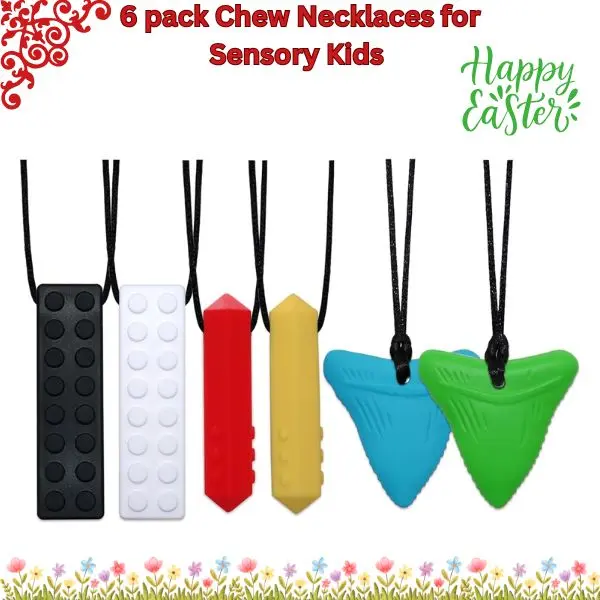 Silicone Choker Necklaces for Kids and Adults, 6-Pack Casual Fidget Toy for Oral Motor Needs, BPA-Free, for Ages Over 3+, Casual Wear, All Ages, Reducing Anxiety, Unisex, Everyday Use, 6-Pieces, Sensory Chew Necklaces