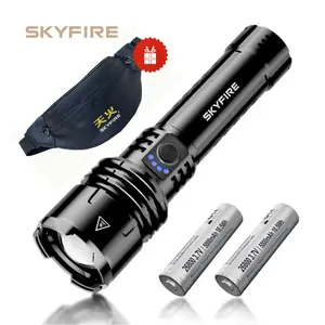 SKYFIRE 1376 LED Flashlight — high-lumen brightness, ultra-bright and rechargeable, featuring adjustable zoom and five lighting modes. A must-have for camping, perfect for both outdoor and home use