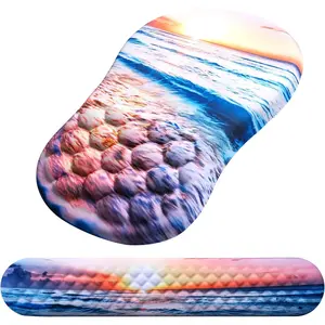 Mouse Pad Wrist Support, Keyboard Wrist Rest+ Ergonomic Mouse Pad, NonSlip Wrist Rest for Computer Keyboard, Made Easy Typing  Relieve Wrist Pain(Sunrise Beach)