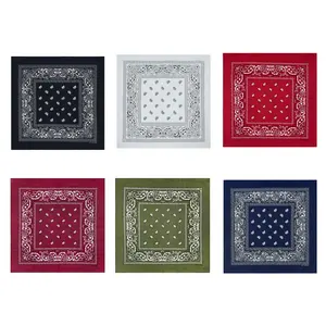 21x21 Inches 6 Classic Paisley Bandanas in Assorted Colors Soft 100% Cotton Unisex Design