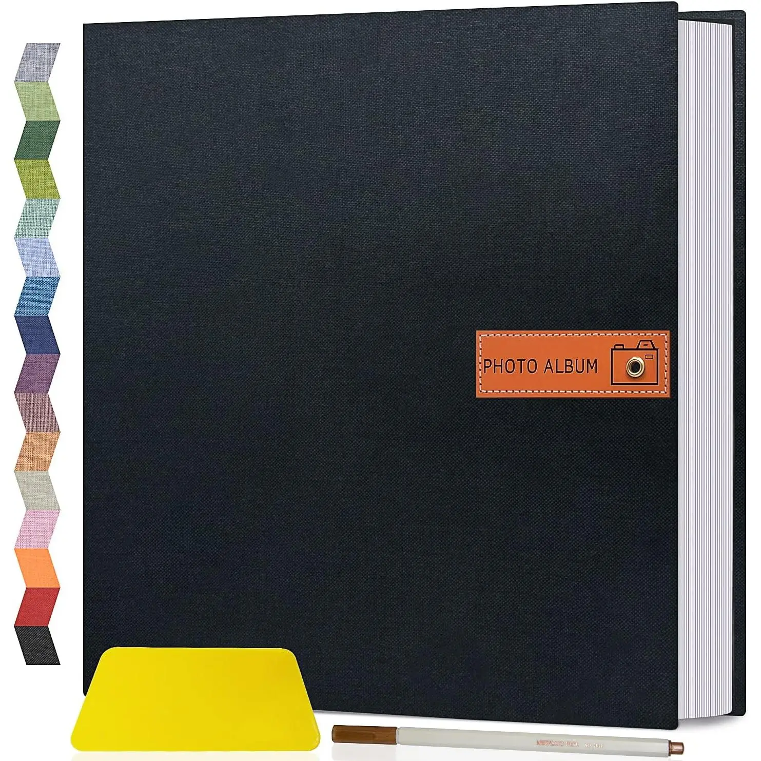 Large Linen Fabric-Covered Self-Adhesive DIY Scrapbook Album for Scrapbooking, Fits 4x6/5x7/8x10 Photos, Includes Metal Pen & Plastic Board, Home Decor Gift for Moms, Wedding Use (summerwins), Fabric-Covered Photo Albums, Self-Adhesive Photo Albums,summer