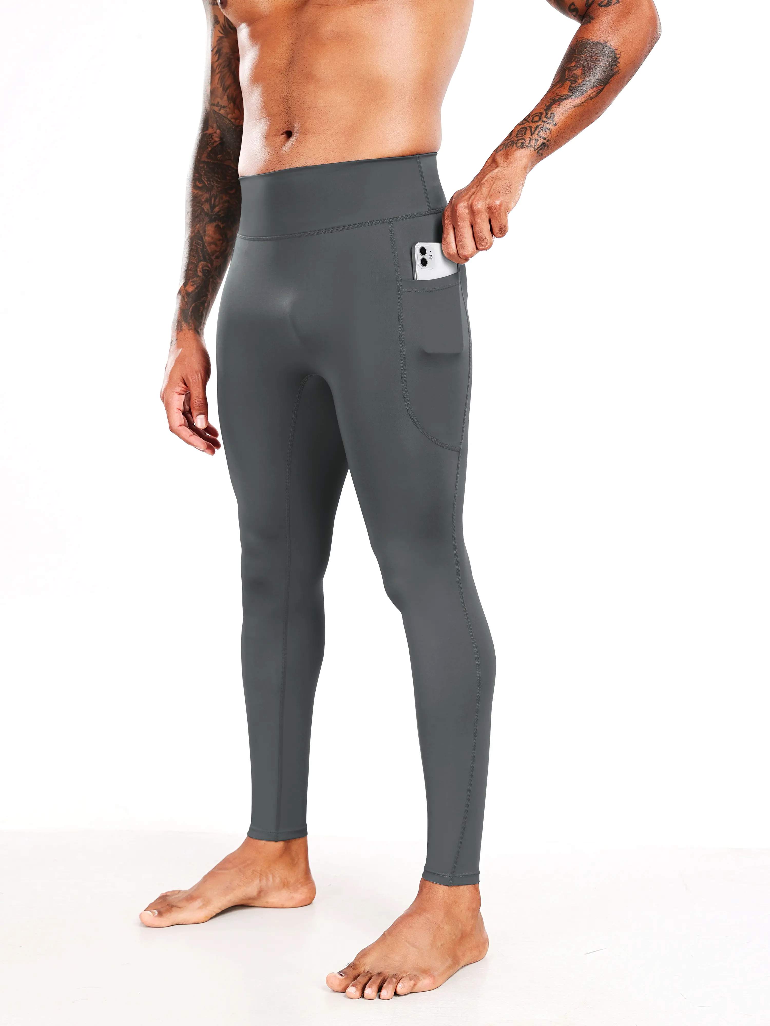 NELEUS Men's High Waist Snug Fit Compression Pants with Pockets - Athletic Running Tights for Running Workouts, Gym Use