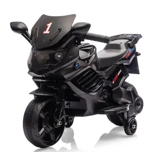 6V Kids Motorcycle, Electric Ride On Car Toy with Training Wheels, Working Headlight, Horn & Music, for Toddler Kids Boys Girls Ages 3-6,Black