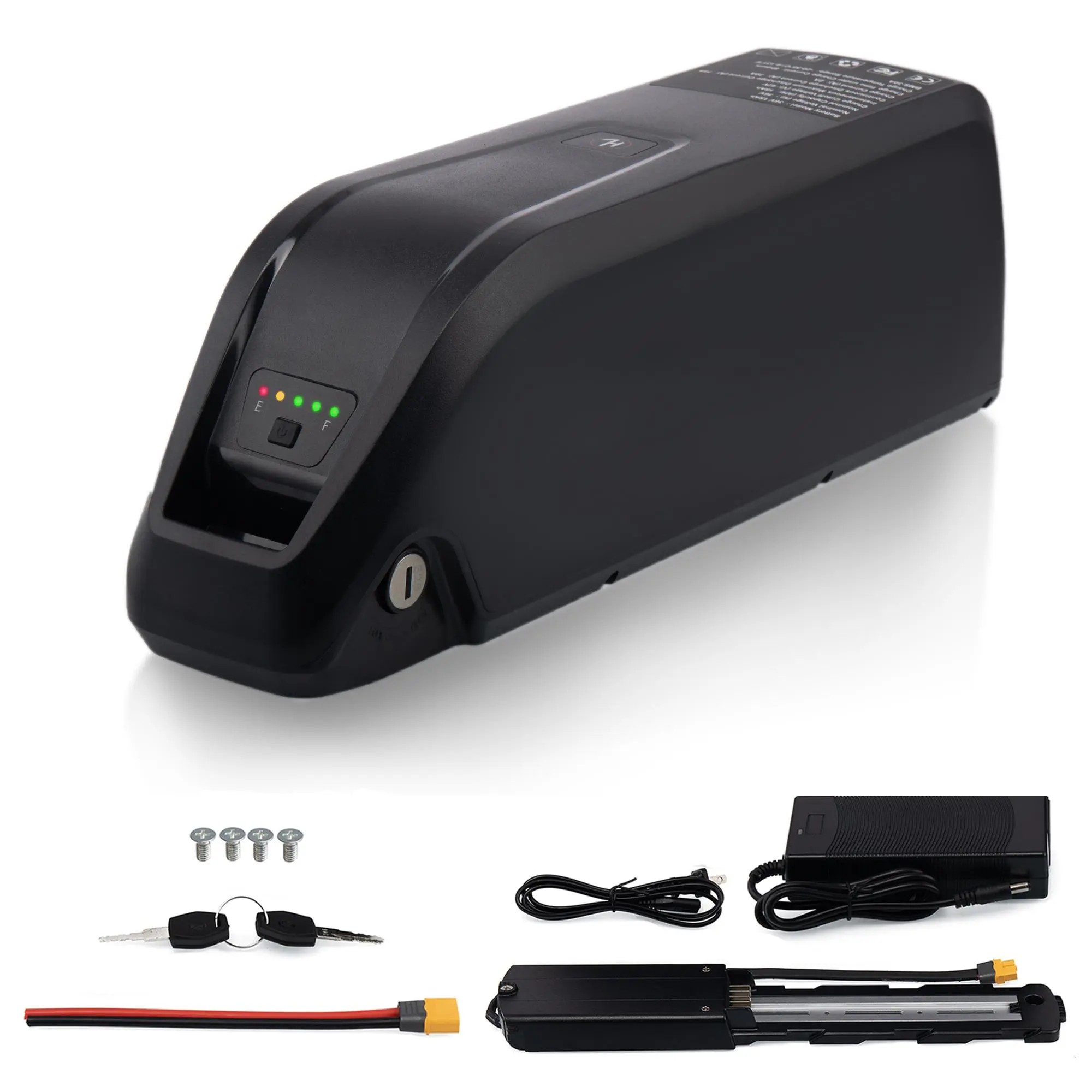 High Capacity Lithium Ion Replacement Ebike Battery Pack - 48V 15Ah, for 250W-1500W Electric Bicycle Motors, with 30A BMS Protection, 2A Charger, XT60 Connector
