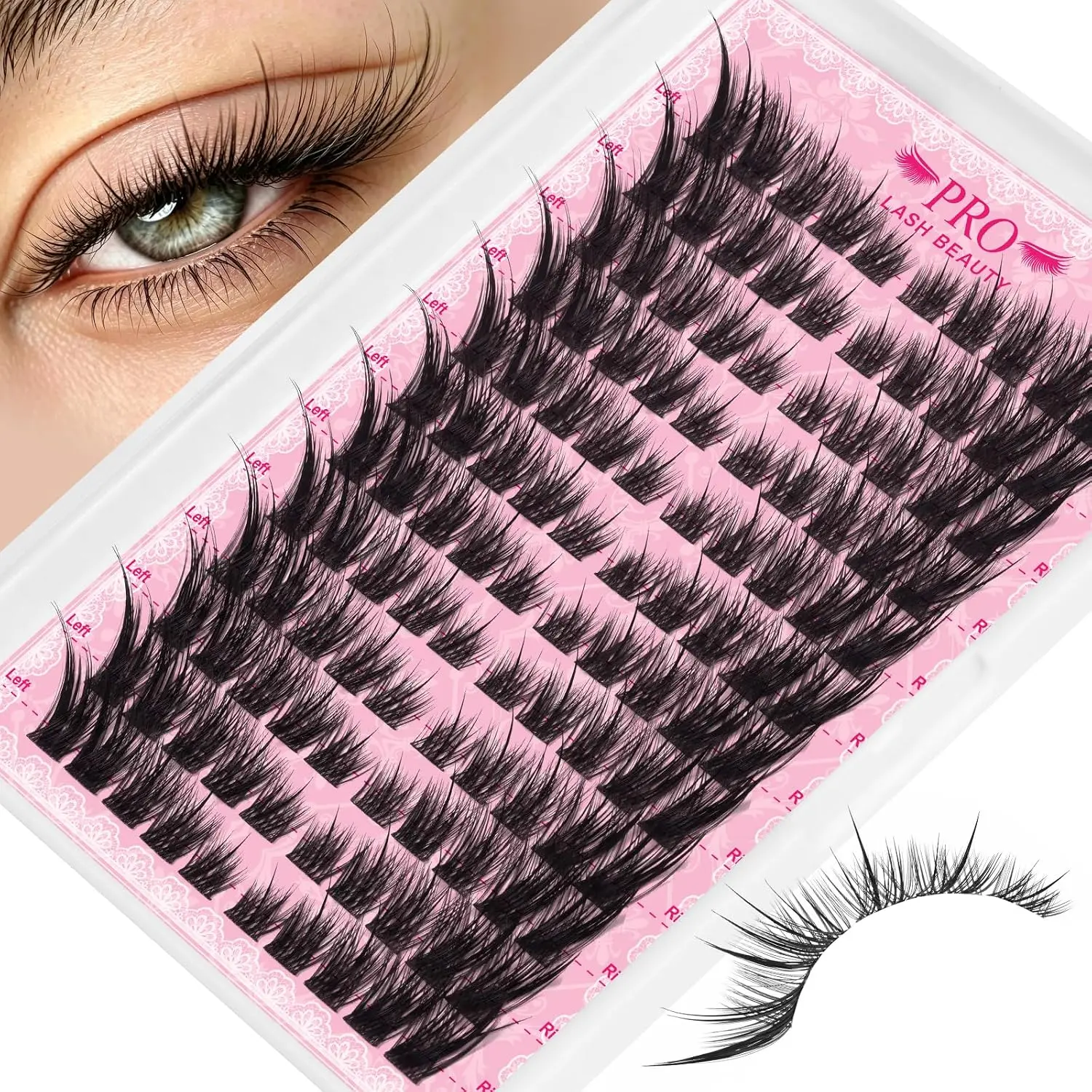 Fox Eye Lash Clusters With Spikes, Waterproof Lightweight Cat Eye Cluster Lashes, Natural Look Diy Eyelash Extensions, Soft Reusable Easy Application