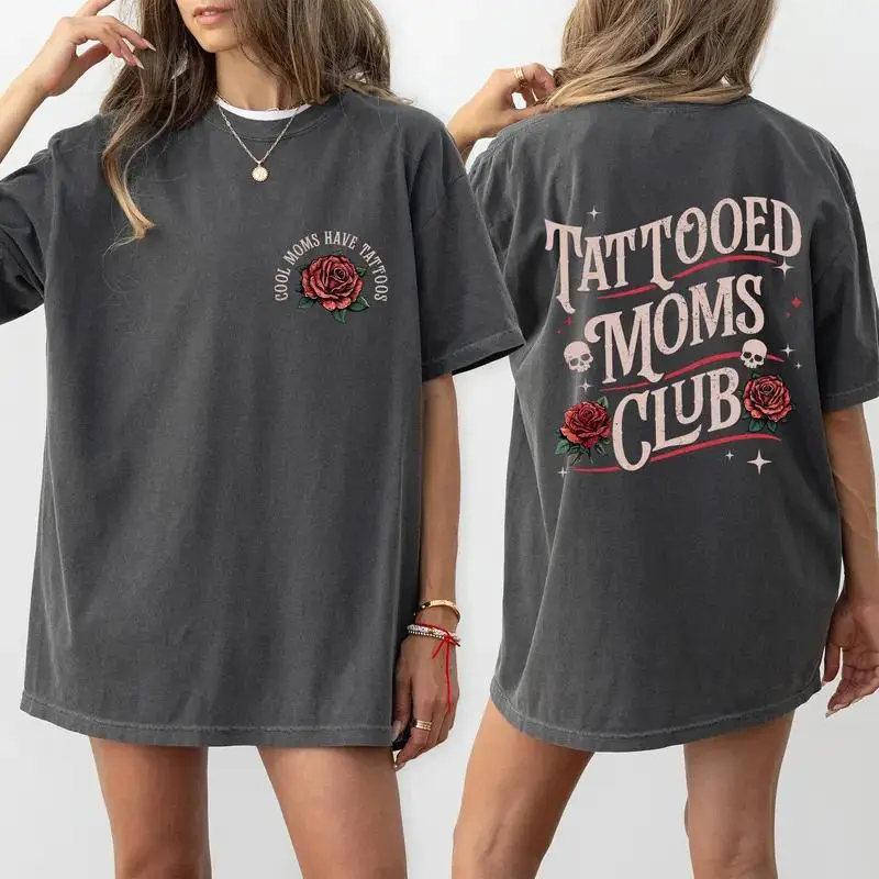 Vintage Tattooed Moms Club Comfort  Shirt, Retro Cool Moms Have Tattoos Graphic Tee, Inked Moms Club T-shirt, Funny Tattooed Mama Clothing