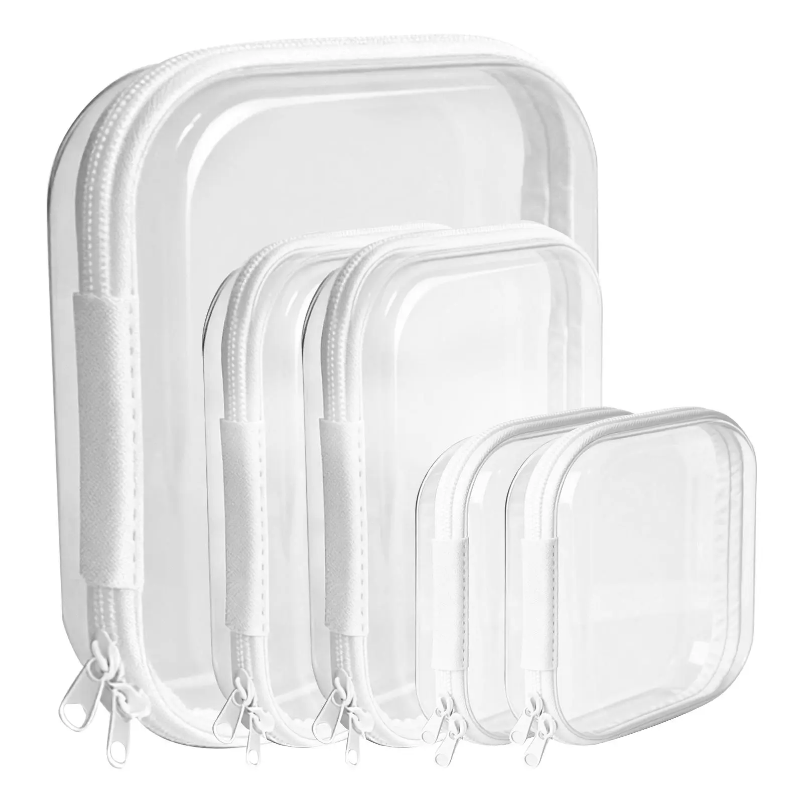5 pcs portable travel organizer, Clear Organizer Storage Box Clear Hard Zipper Case PVC Plastic CLear Storage Containers for Tools & Small Objects Girl Stuff Portable Travel Organizer Set Makeup Organizer Jewelry Box Toy Storage Bins High Transparency