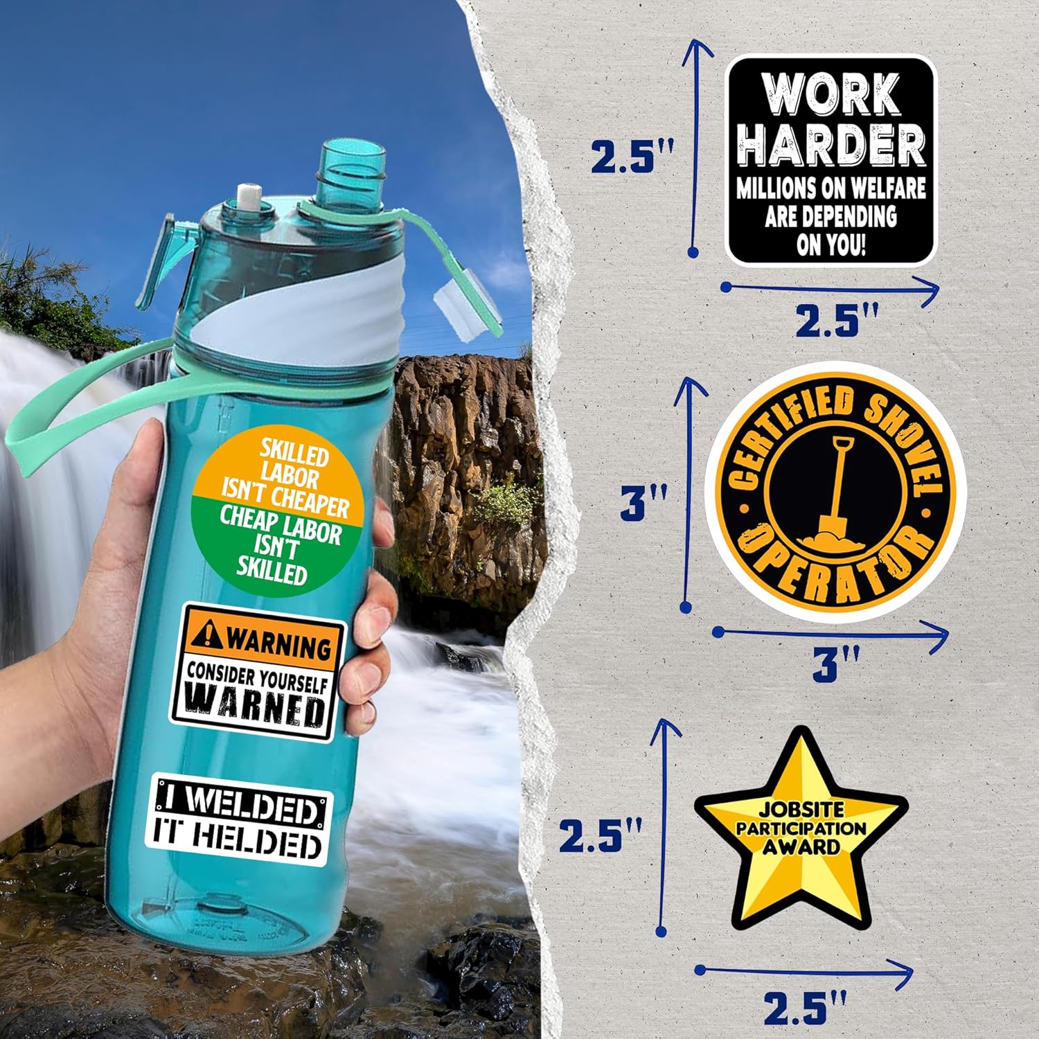 173 PCS Hard Hat Stickers for Adults - Funny (Dirty) for Water Bottle, Laptop, Helmet, Cars, Tool Box, Cars - Blue Collar Stickers for Men, Waterproof Car Truck Decal Gloss Vinyl Decal