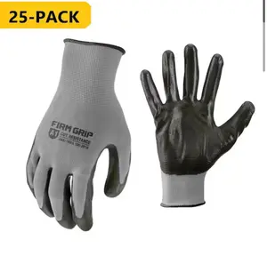 FIRM GRIP Large Nitrile Coated Work Gloves with Reusable Bucket (25-Pack)