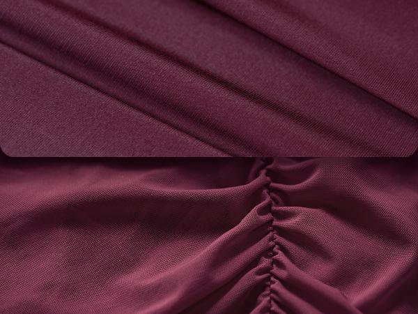 CurvySweet SDK0574A Women's Elegant Off-Shoulder Bodycon Dress with Built-In Bra Support, Cross-Back Strap & Split Hem, Ruched Mesh Midi Slim Dress for Christmas Party & Formal Cocktail Events