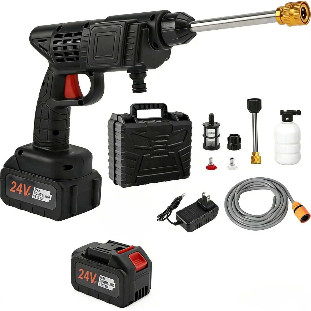 Power Blaster Plus Pressure Washer Cordless Portable Electric High Pressure Water Spray Gun and Hose Car Washer Cleaner Tool for Balconies Windows, Exterior Walls, Floors, Fences, Gardens