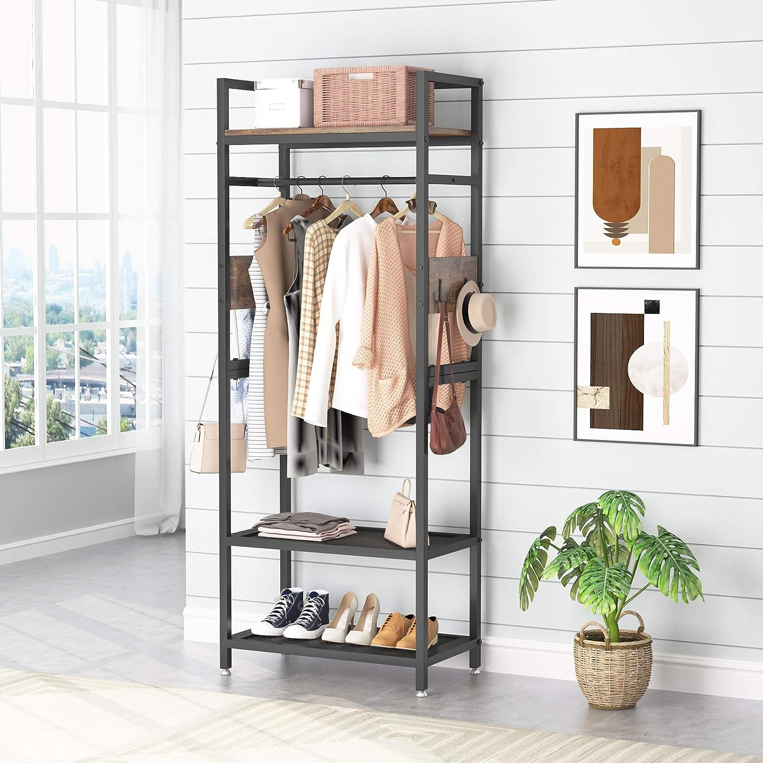 Tribesigns Industrial Small Clothes rack with shelves,freestanding closet organizer hanging closetorganizer Hangable Tribesigns Industrial Small Clothes rack with shelves,freestanding closet organizer hanging closetorganizer Hangable