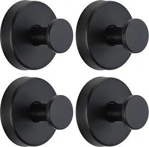 Heavy Duty Vacuum Suction Cup Hooks – No-Drill Waterproof Towel Hooks, Strong Suction Removable Adhesive Hooks for Shower, Bathroom, Glass Doors, Mirrors, Tile & Smooth Surfaces (Black) – Reusable, Stainless Steel, Brushed Silver, Home Essentials