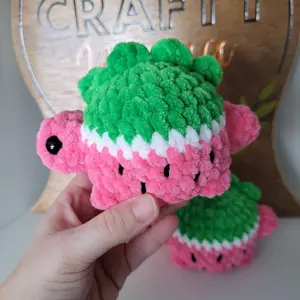Handmade Crochet Watermelon Dino Plushie